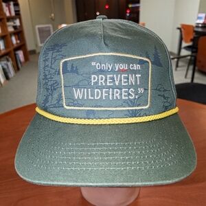 "Only you can Prevent Wildfires." Embroidered Snapback Cap Hat w Rope